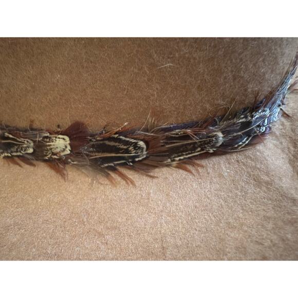 Boho Wide Brim Brown Felt Hat Feather Trim Western Floppy Festival Sun Hat - Picture 7 of 8